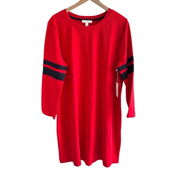 NWT 1901 Crew Neck T-Shirt Dress Casual Nautical Varsity Size XXL - Picture 1 of 12